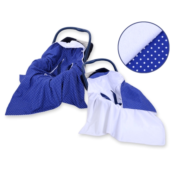 Coperta per Seggiolino Auto per Bambini Blu Scuro Pois Bianchi