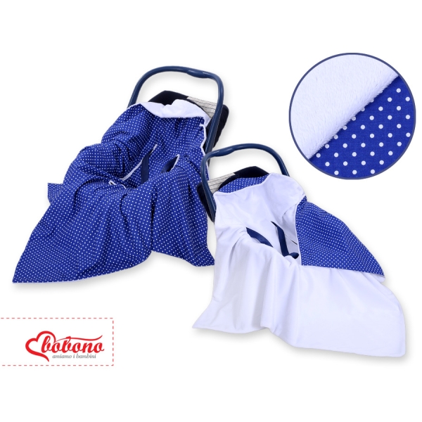Coperta per Seggiolino Auto per Bambini Blu Scuro Pois Bianchi