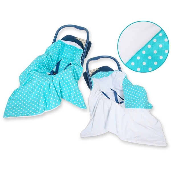 Coperta per Seggiolino Auto per Bambini Turchese Pois Bianchi