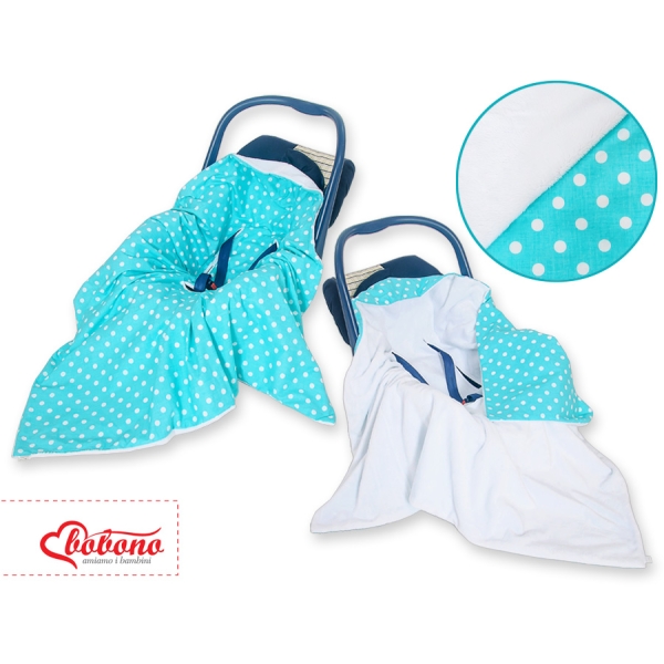 Coperta per Seggiolino Auto per Bambini Turchese Pois Bianchi