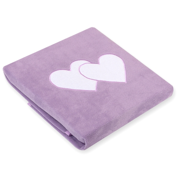 Copertina in Pile per Neonato Lilla Cuori
