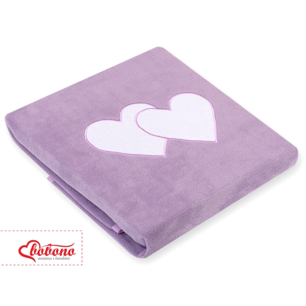 Copertina in Pile per Neonato Lilla Cuori