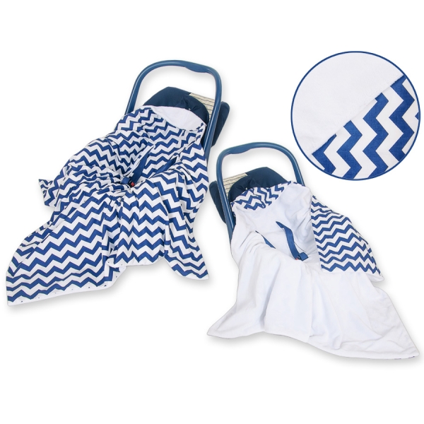 Copertina per Seggiolino Auto Bifacciale Blu Scuro Chevron
