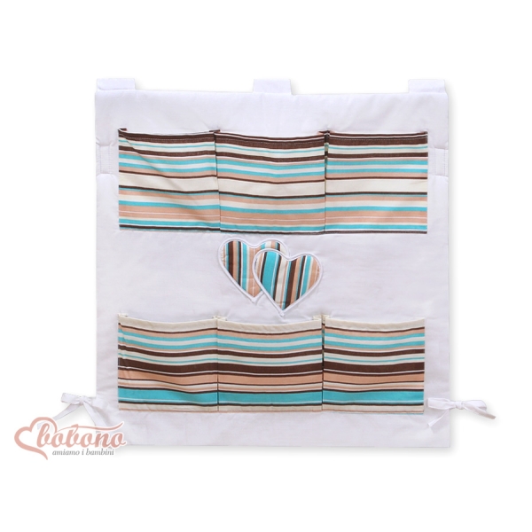 Culla Appesa Organizer Marrone a Strisce Cuori
