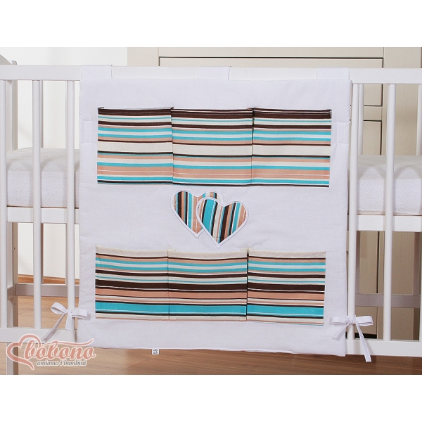 Culla Appesa Organizer Marrone a Strisce Cuori