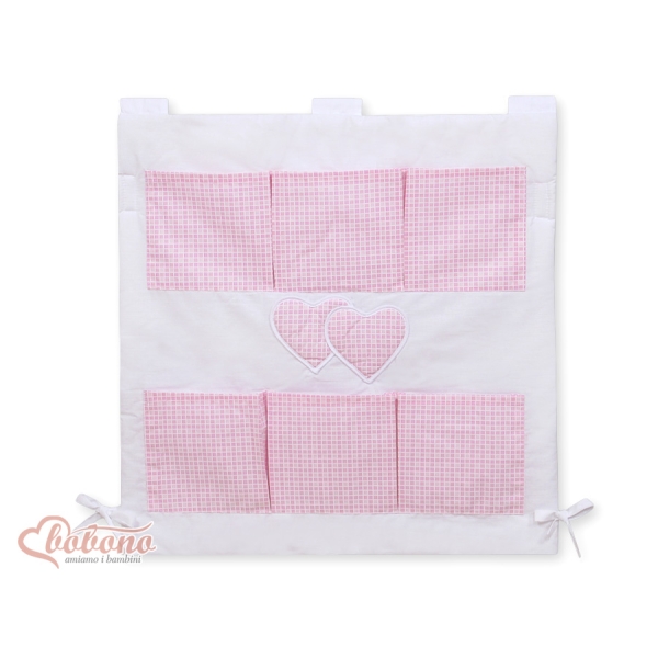 Culla Appesa Organizer Rosa a Scacchi Cuori