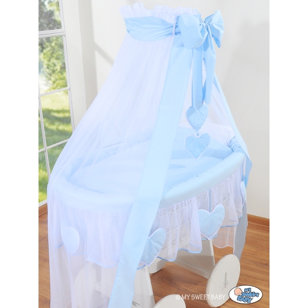 Culla Completa Neonato Baldacchino Ruote Grandi Blu Amelia