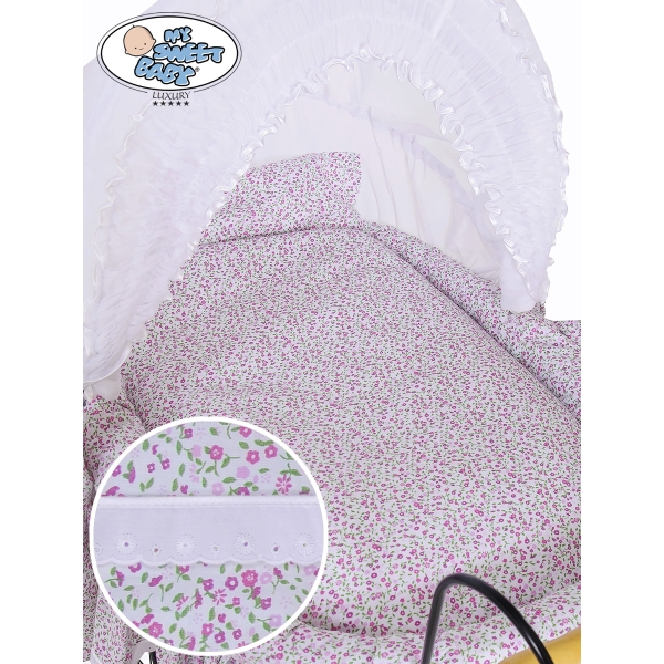 Culla Completa Neonato Vintage Retrò Rosa Bianca Jasmine