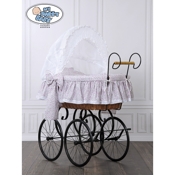 Culla Completa Neonato Vintage Retrò Rosa Bianca Jasmine