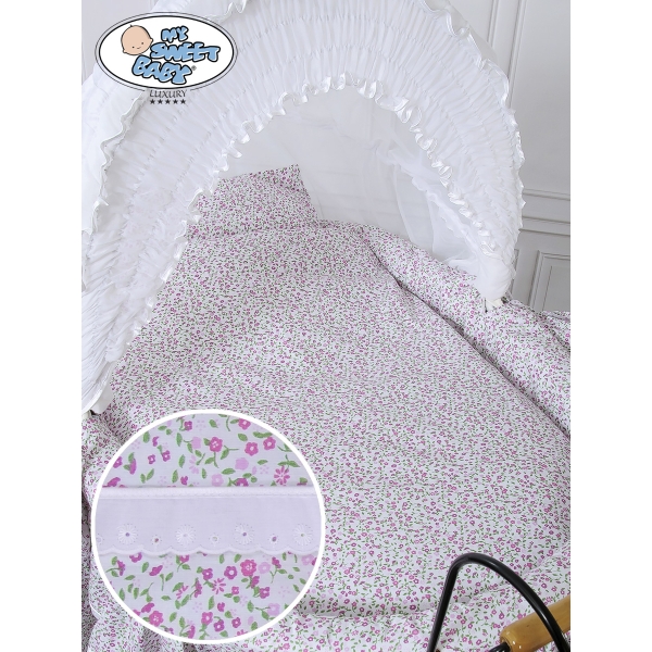 Culla Completa Neonato Vintage Retrò Rosa Bianca Jasmine