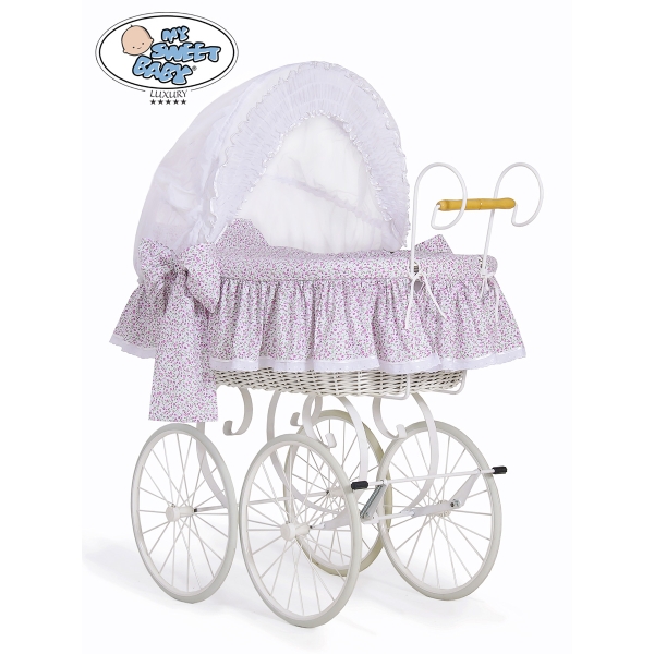 Culla Completa Neonato Vintage Retrò Rosa Bianca Jasmine