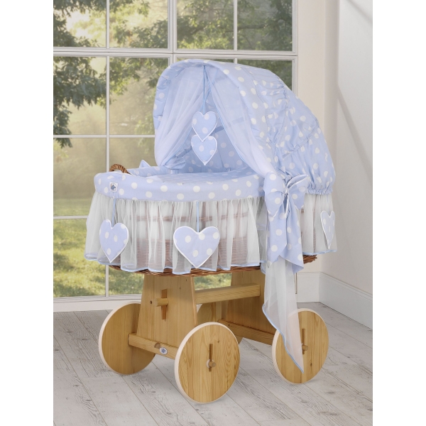 Culla con Cappotta e Ruote per Neonato Blu Amelia