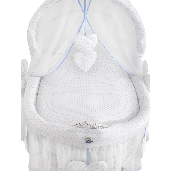 Culla con Cappotta e Ruote per Neonato Blu Bianca Amelia