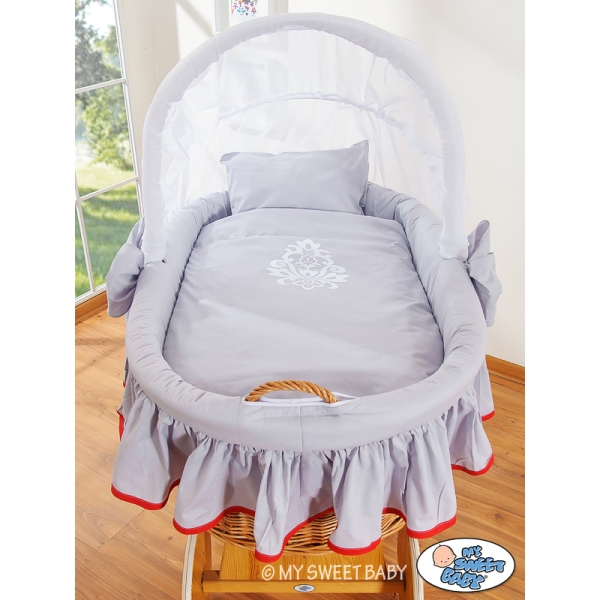Culla con Cappotta e Ruote per Neonato Grigio Rosso Glamour