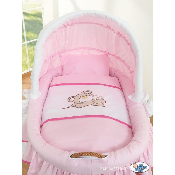 Culla con Cappotta e Ruote per Neonato Rosa
