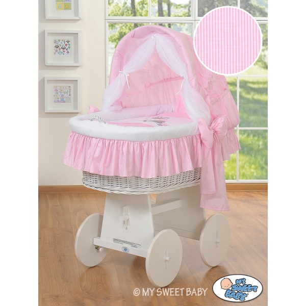 Culla con Cappotta e Ruote per Neonato Rosa Luca