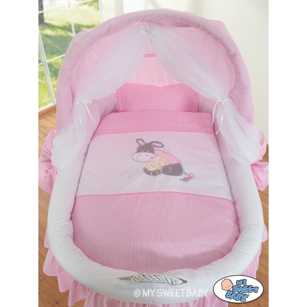 Culla con Cappotta e Ruote per Neonato Rosa Luca