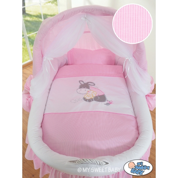 Culla con Cappotta e Ruote per Neonato Rosa Luca