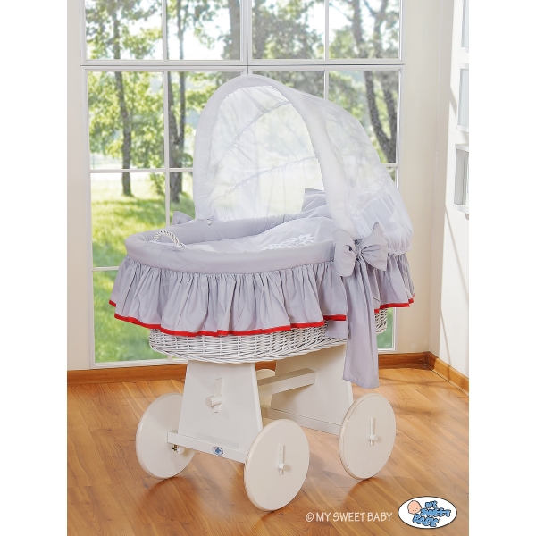 Culla con Cappotta Ruote Grandi Grigio Rosso Glamour
