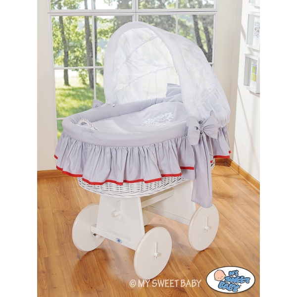 Culla con Cappotta Ruote Grandi Grigio Rosso Glamour