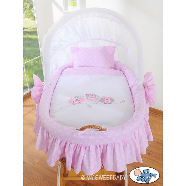 Culla con Cappotta Ruote Grandi Rosa Gufi