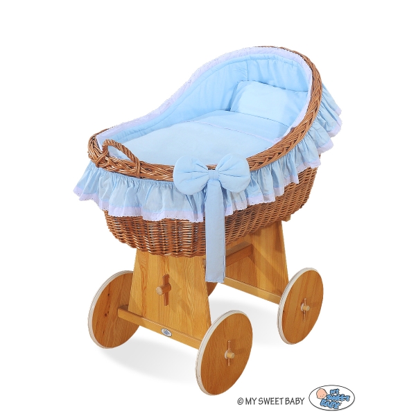 Culla con Cappottina di Vimini Blu Carine Ragazzo