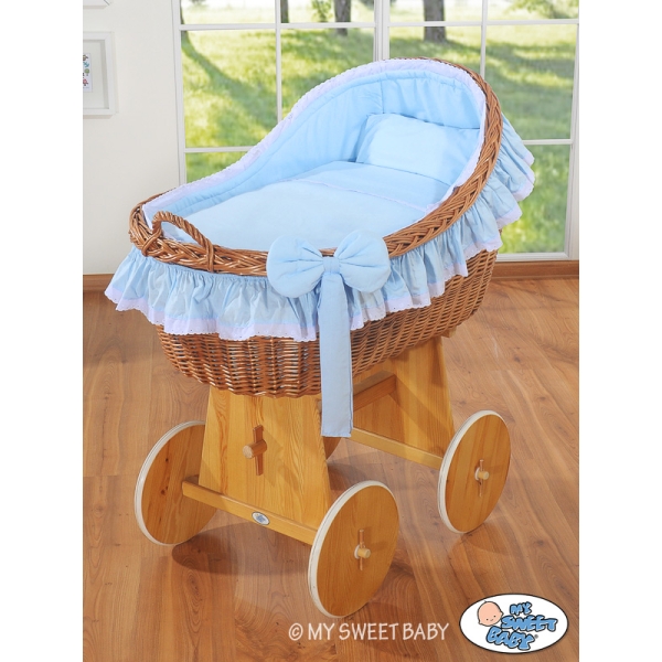 Culla con Cappottina di Vimini Blu Carine Ragazzo