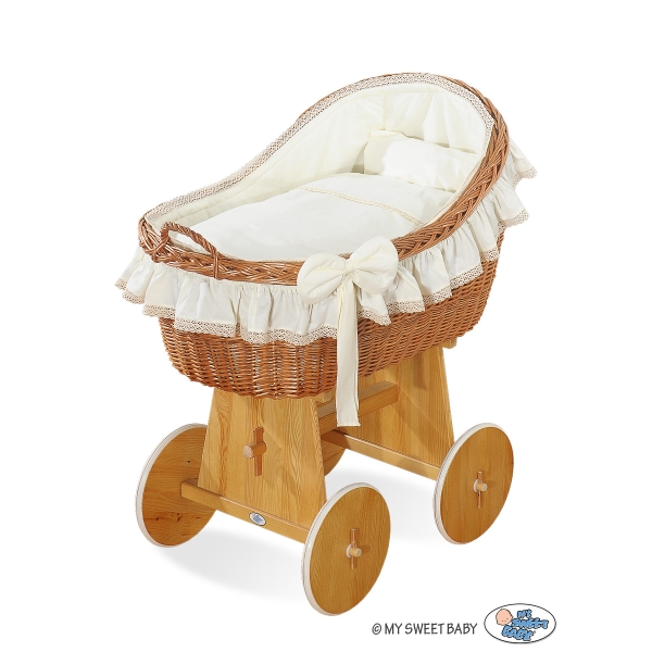 Culla con Cappottina di Vimini Creme Carine