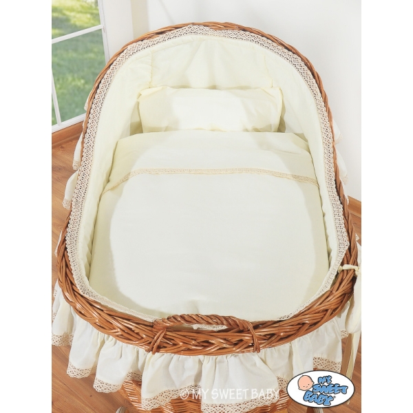 Culla con Cappottina di Vimini Creme Carine