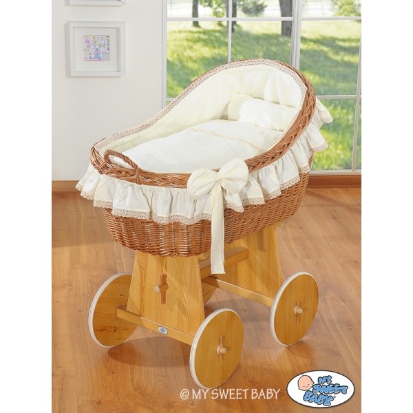 Culla con Cappottina di Vimini Creme Carine