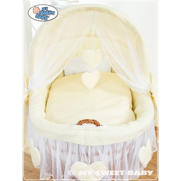 Culla con Cappottina Ruote Biancheria Set Creme Amelia