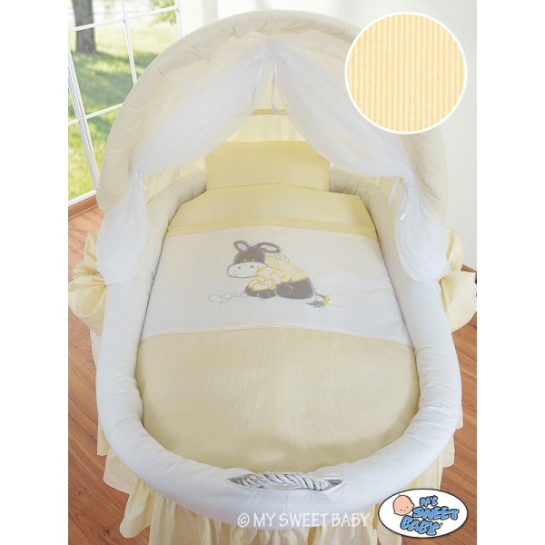 Culla con Cappottina Ruote Biancheria Set Creme Luca