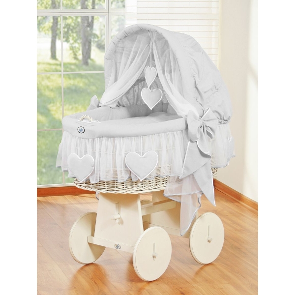Culla con Cappottina Ruote Biancheria Set Grigio Amelia