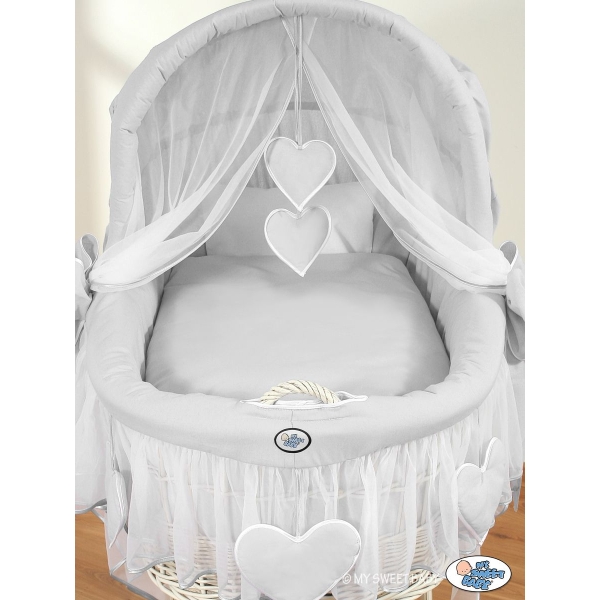 Culla con Cappottina Ruote Biancheria Set Grigio Amelia