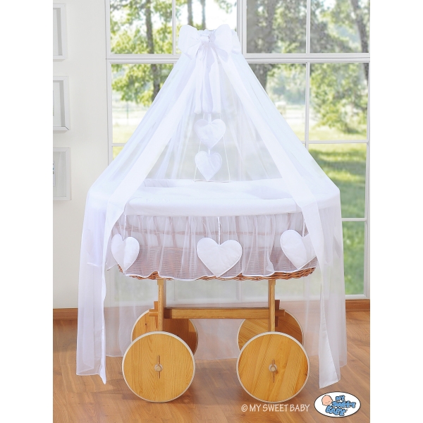 Culla con Drappo Ruote Grandi Deluxe Bianca Amelia