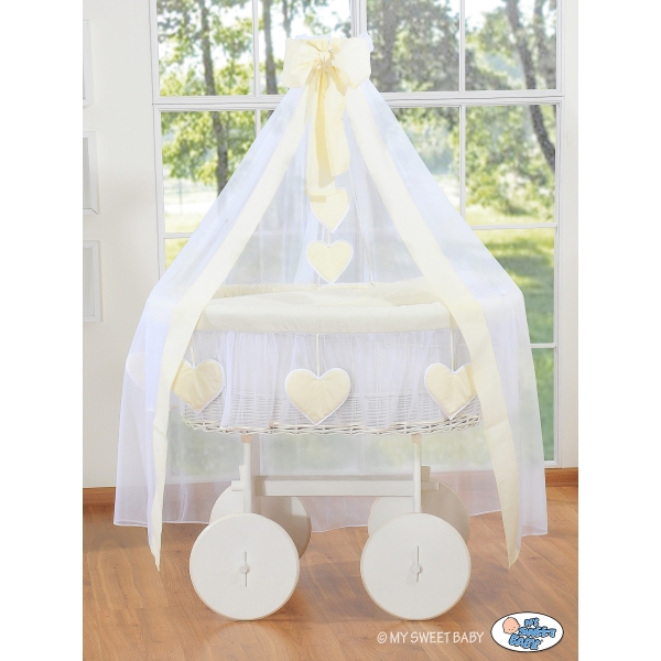 Culla con Drappo Ruote Grandi Deluxe Creme Amelia