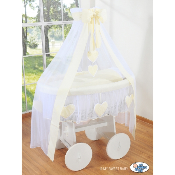 Culla con Drappo Ruote Grandi Deluxe Creme Amelia