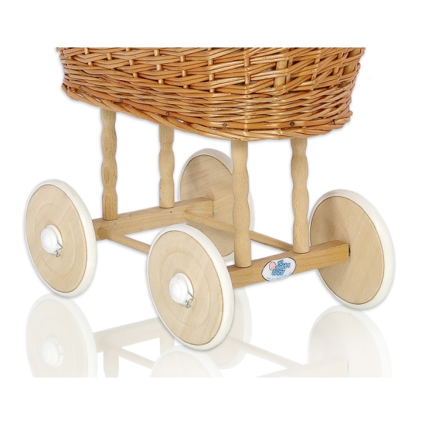 Culla con Velo Drappo in Vimini per Bambole Grigio Stelle