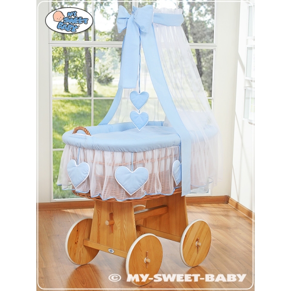 Culla con Velo e Ruote per Neonato Blu Amelia