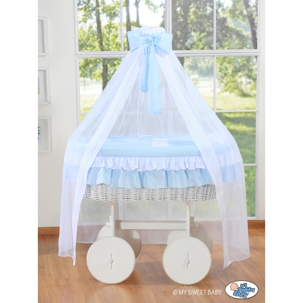 Culla con Velo Ruote Grandi Deluxe Blu Bella