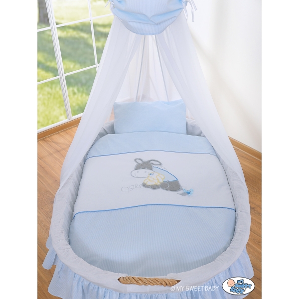Culla di Vimini con Baldacchino Blu Luca