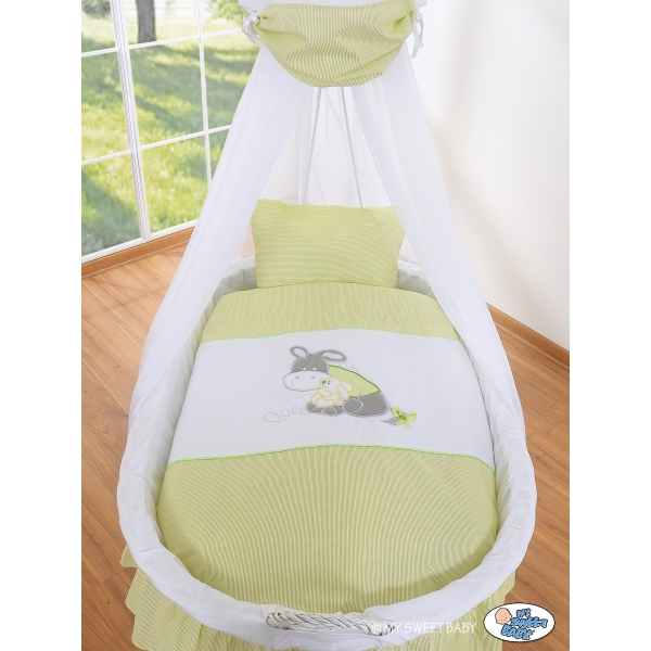 Culla di Vimini con Baldacchino Verde Luca