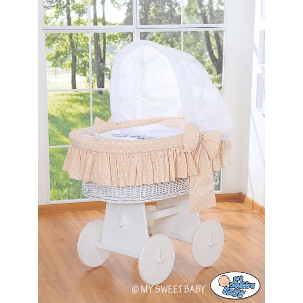 Culla di Vimini con Cappotta per Bambini Beige Gufi