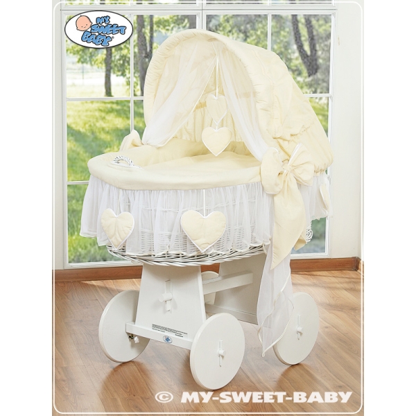 Culla di Vimini con Cappotta per Bambini Creme Amelia