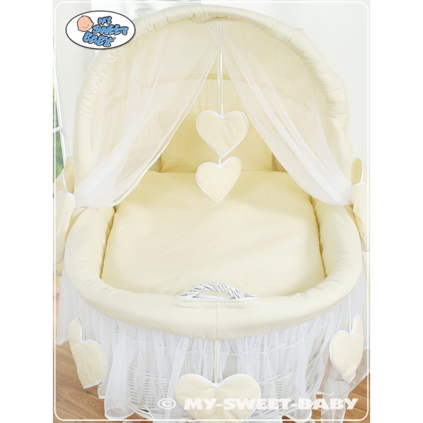 Culla di Vimini con Cappotta per Bambini Creme Amelia