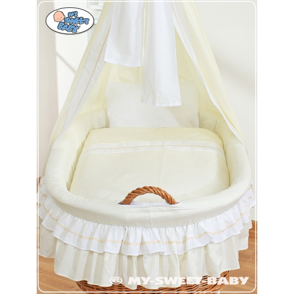 Culla di Vimini con Velo per Bambini Creme Bella