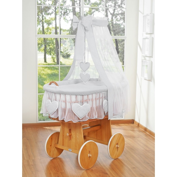Culla di Vimini con Velo per Bambini Grigio Amelia