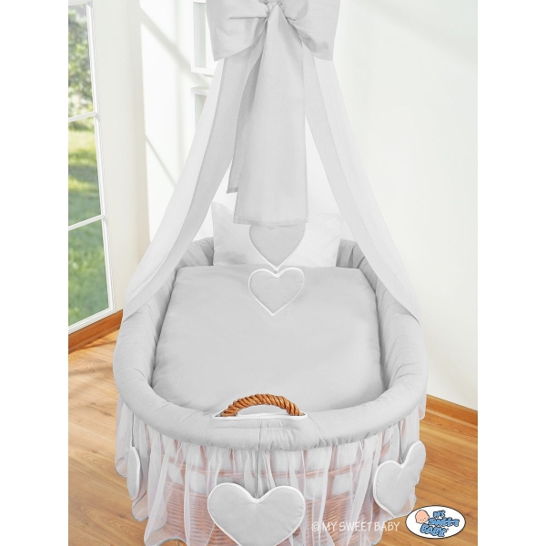 Culla di Vimini con Velo per Bambini Grigio Amelia