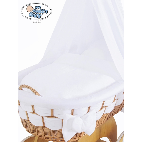 Culla in Vimini con Baldacchino Bianca