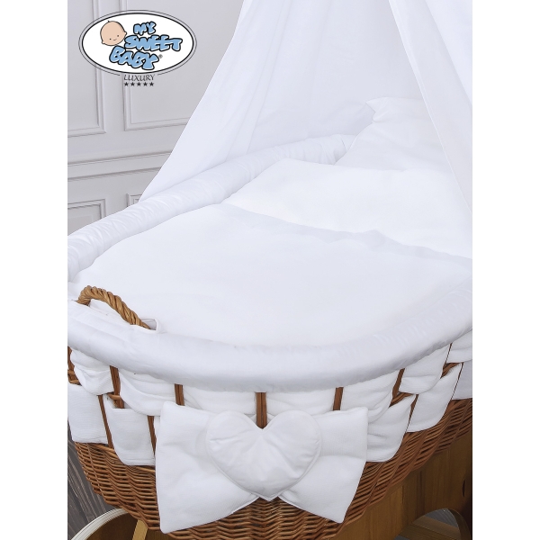 Culla in Vimini con Baldacchino Bianca
